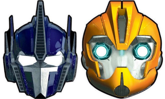 TRANSFORMERS OPTIMUS PRIME & BUMBLEBEE PAPER MASKS - 8 PACK