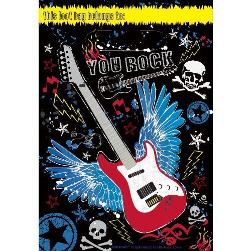 ROCK GUITAR LOOT BAGS - PACK OF 8