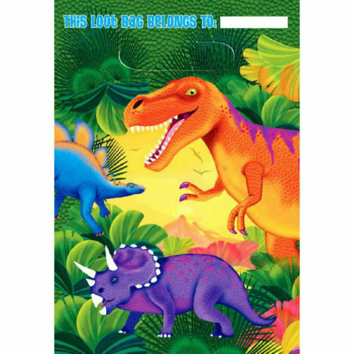 DINOSAUR LOOT BAGS - PACK OF 8