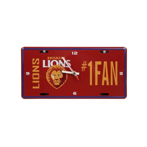 AFL BRISBANE LIONS LICENSE PLATE CLOCK - NUMBER #1 FAN