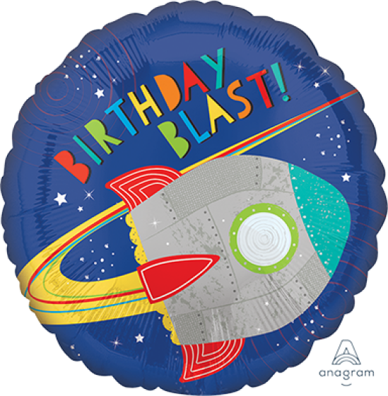SPACE BLAST OFF BIRTHDAY FOIL BALLOON - 43CM
