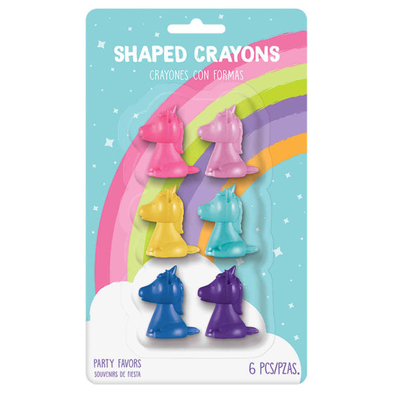PARTY FAVOUR - UNICORN SHAPED CRAYONS - PACK OF 6