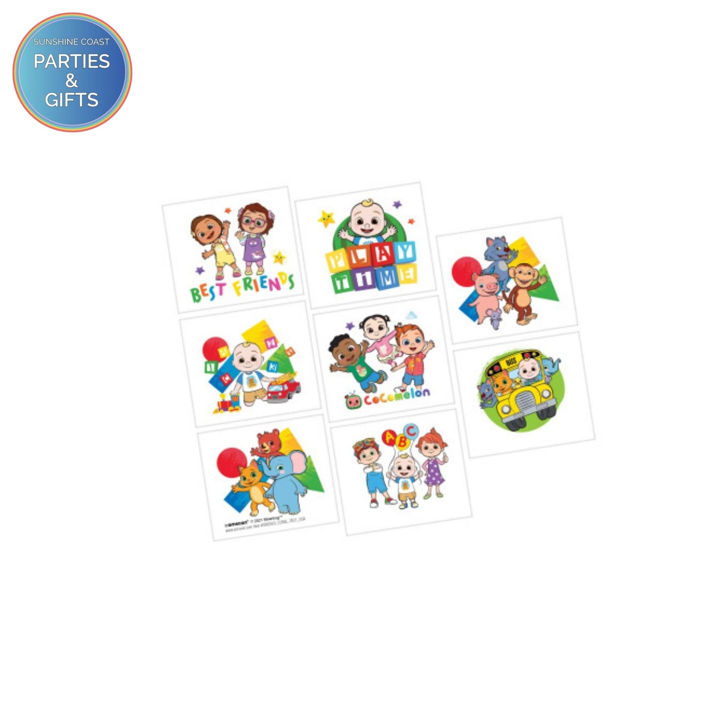 COCOMELON TEMPORARY TATTOOS - PACK OF 8