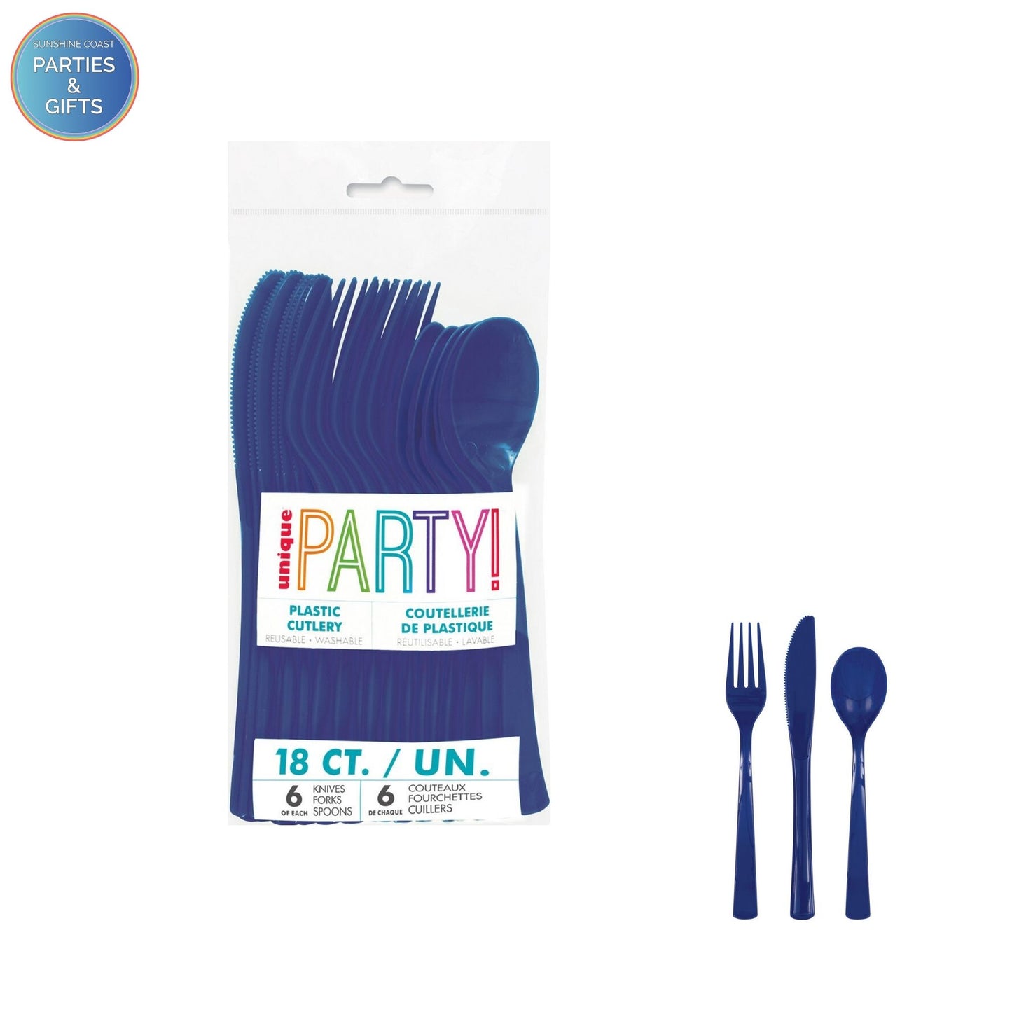 TRUE NAVY REUSABLE PLASTIC CUTLERY - 18 PACK