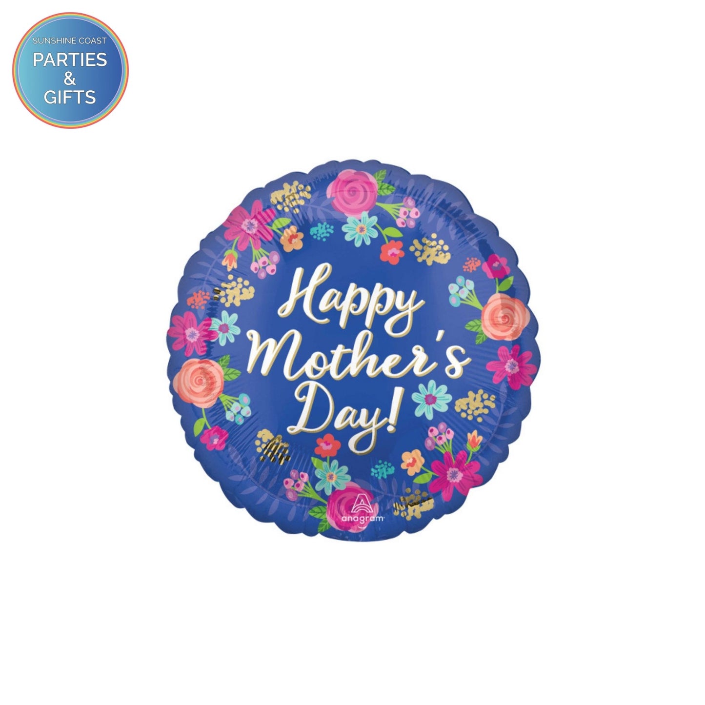 HAPPY MOTHER'S DAY CIRCLE FLOWERS FOIL BALLOON - 43CM