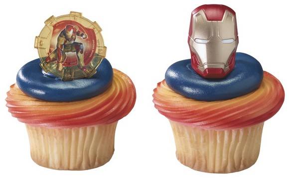 IRON MAN CUPCAKE RINGS - PACK OF 12