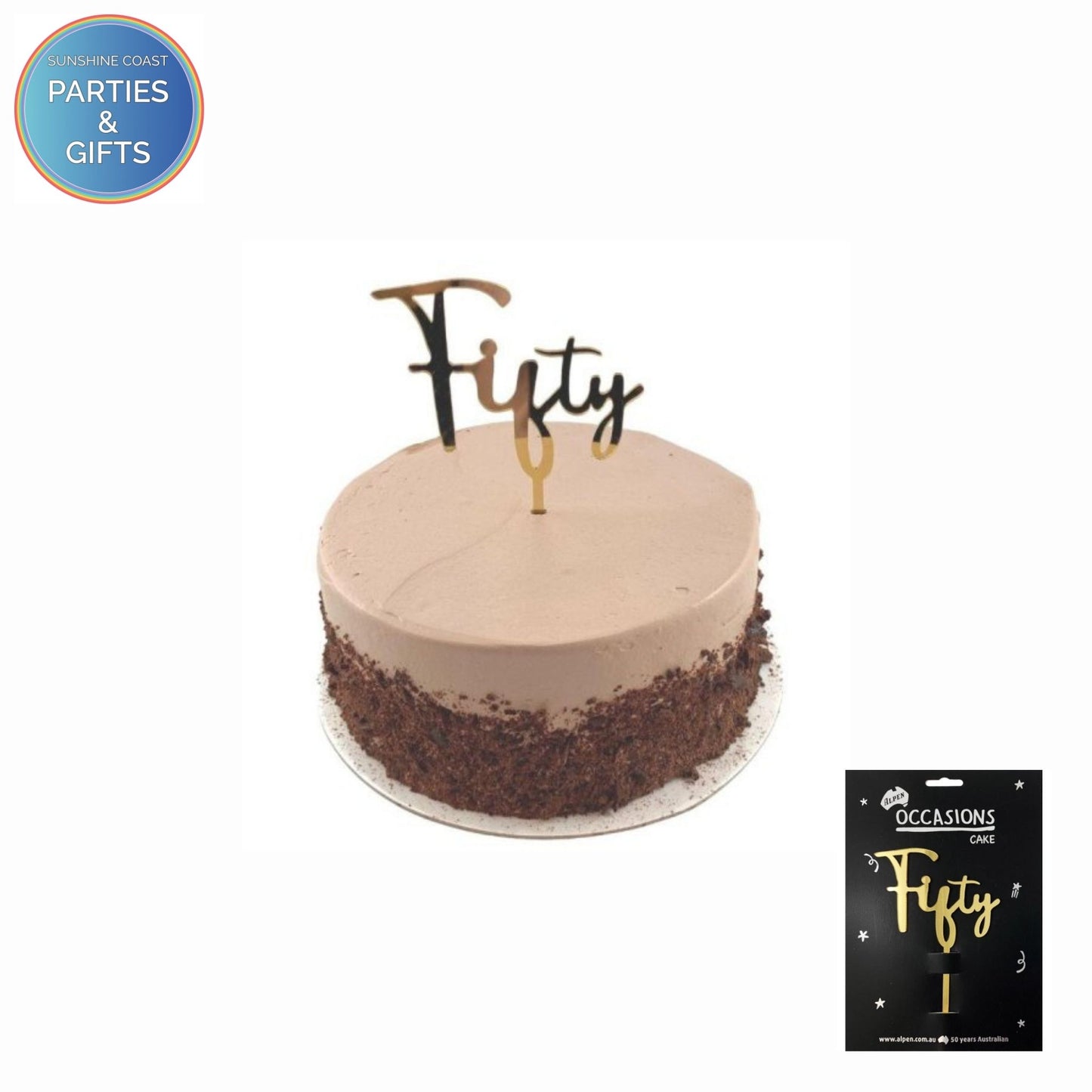 ACRYLIC CAKE TOPPER 2MM - GOLD FIFTY