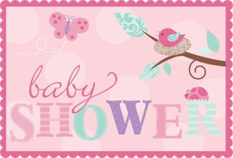 BABY SHOWER TWEET BABY GIRL INVITATION SET - PACK OF 8