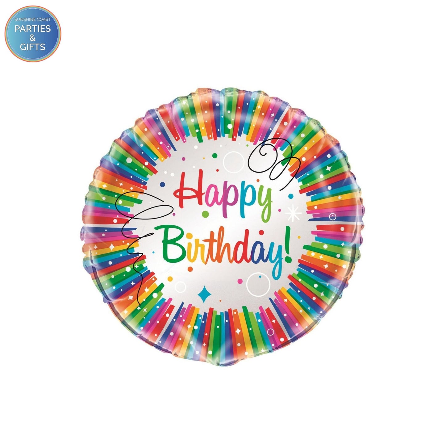 HAPPY BIRTHDAY RAINBOW RIBBON FOIL BALLOON - 45.7CM