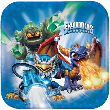 SKYLANDERS SQUARE PAPER PLATES 22.9CM - PACK OF 8
