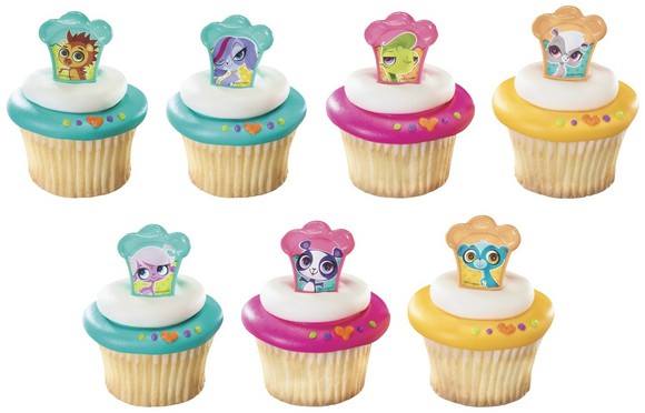 LITTLEST PET SHOP CUPCAKE RINGS - PACK OF 12