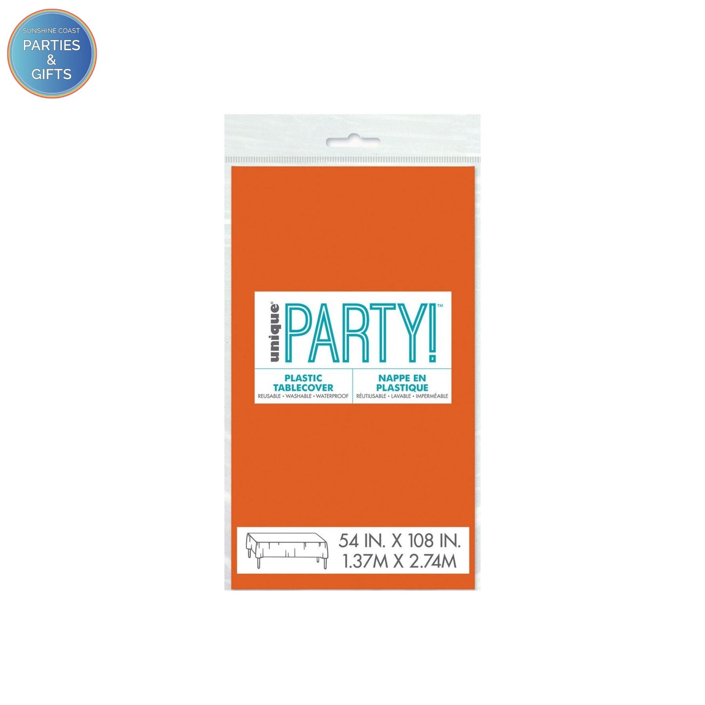 PUMPKIN ORANGE PLASTIC RECTANGLE TABLECOVER - 137CM X 274CM