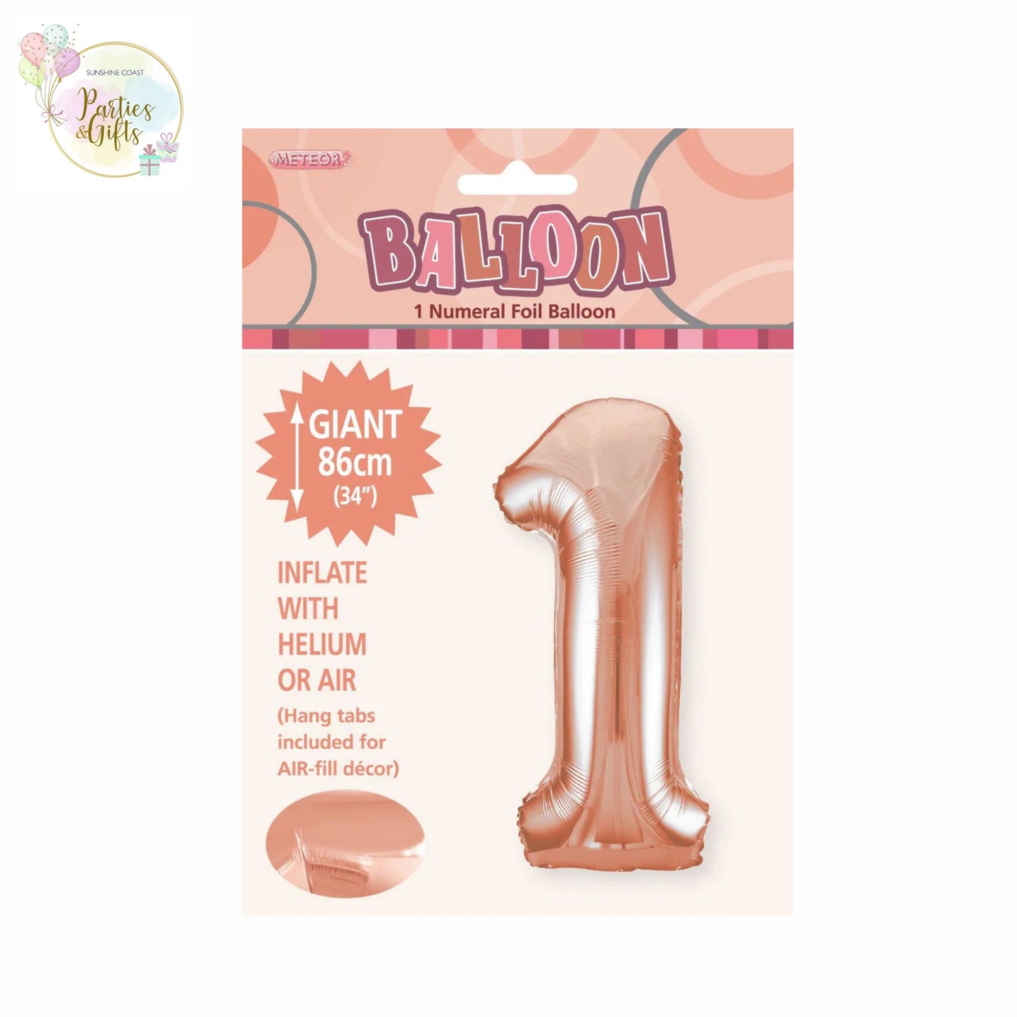 GIANT FOIL BALLOON - ROSE GOLD NUMBER 1 - 86CM