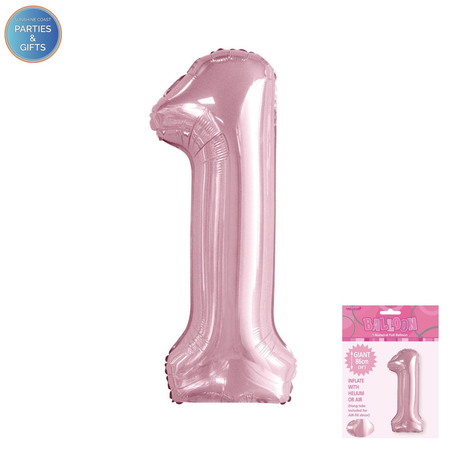 GIANT FOIL BALLOON - LOVELY PINK NUMBER 1 - 86CM