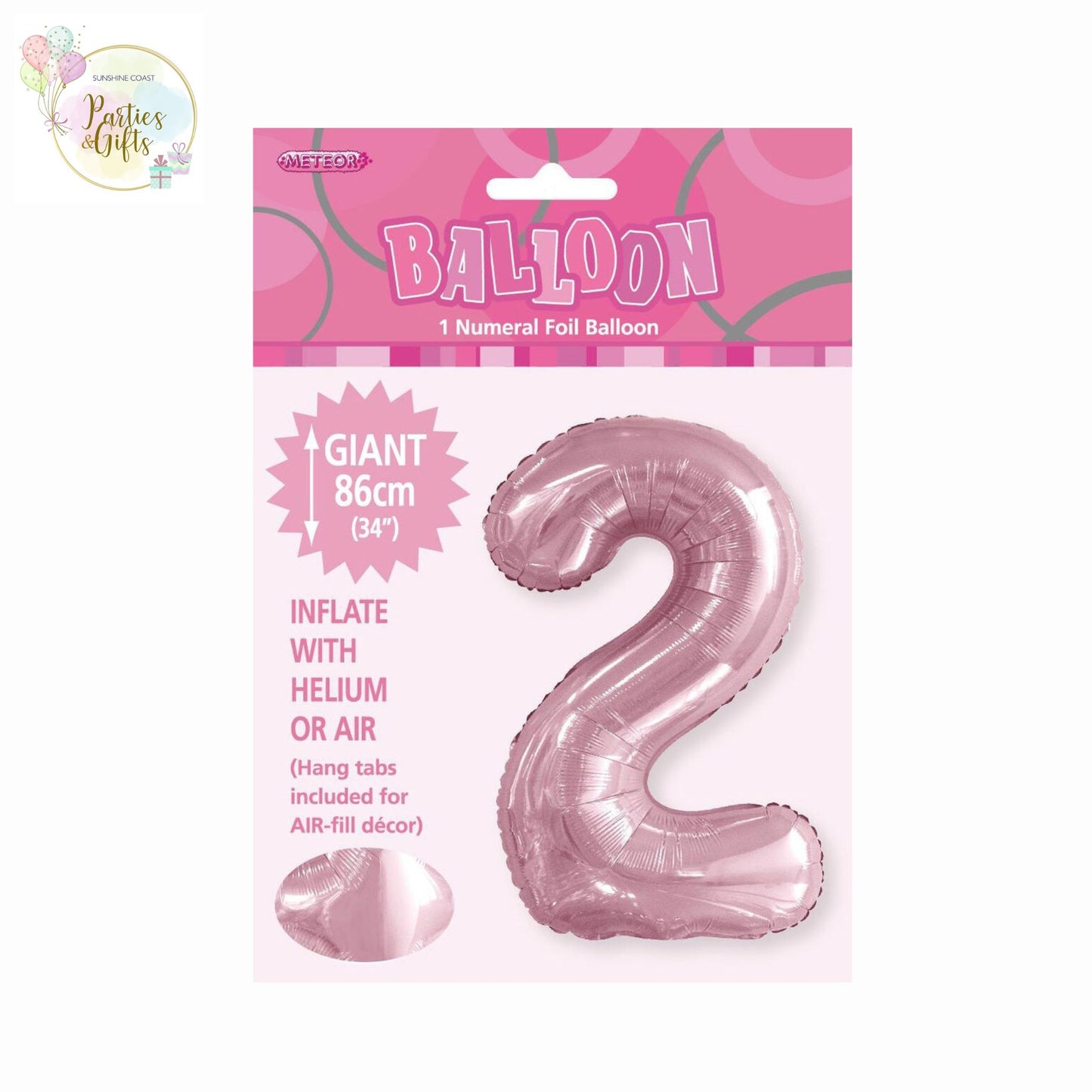 GIANT FOIL BALLOON - LOVELY PINK NUMBER 2 - 86CM