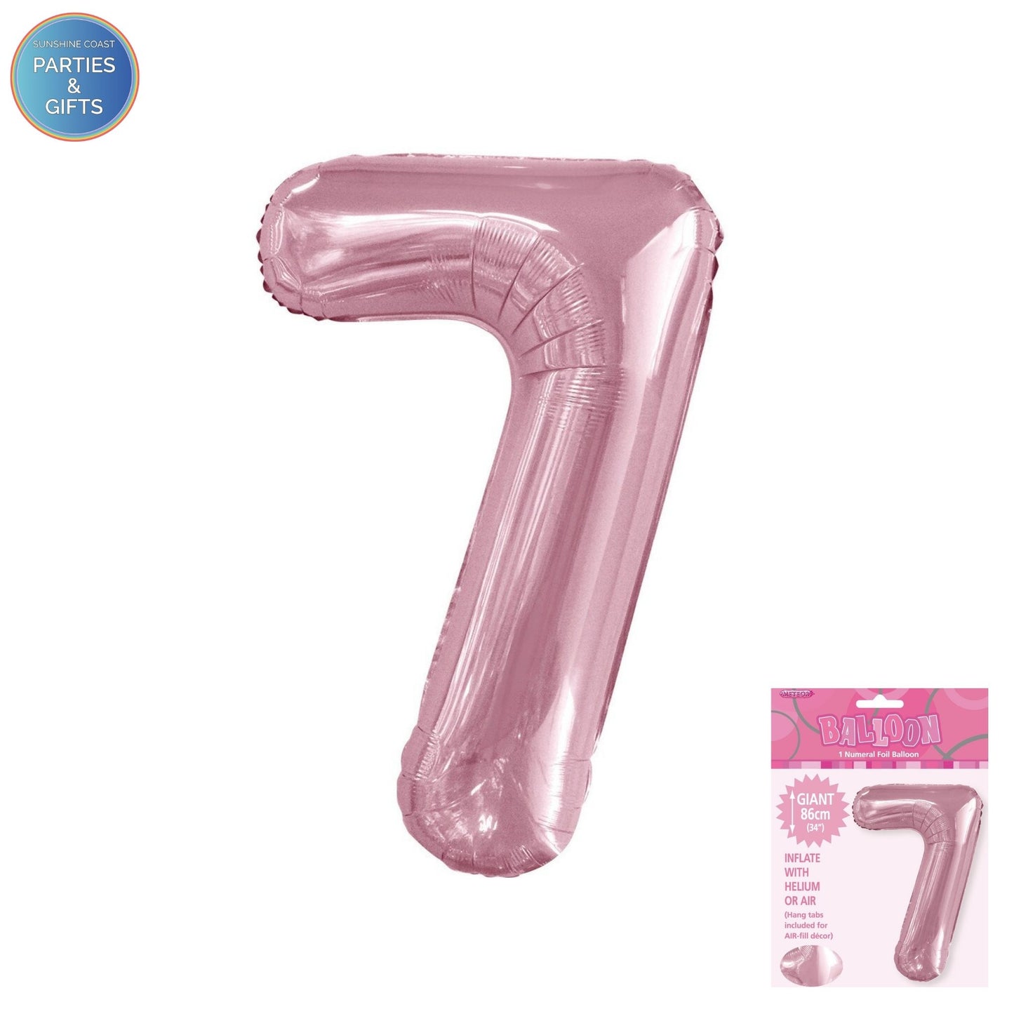 GIANT FOIL BALLOON - LOVELY PINK NUMBER 7 - 86CM