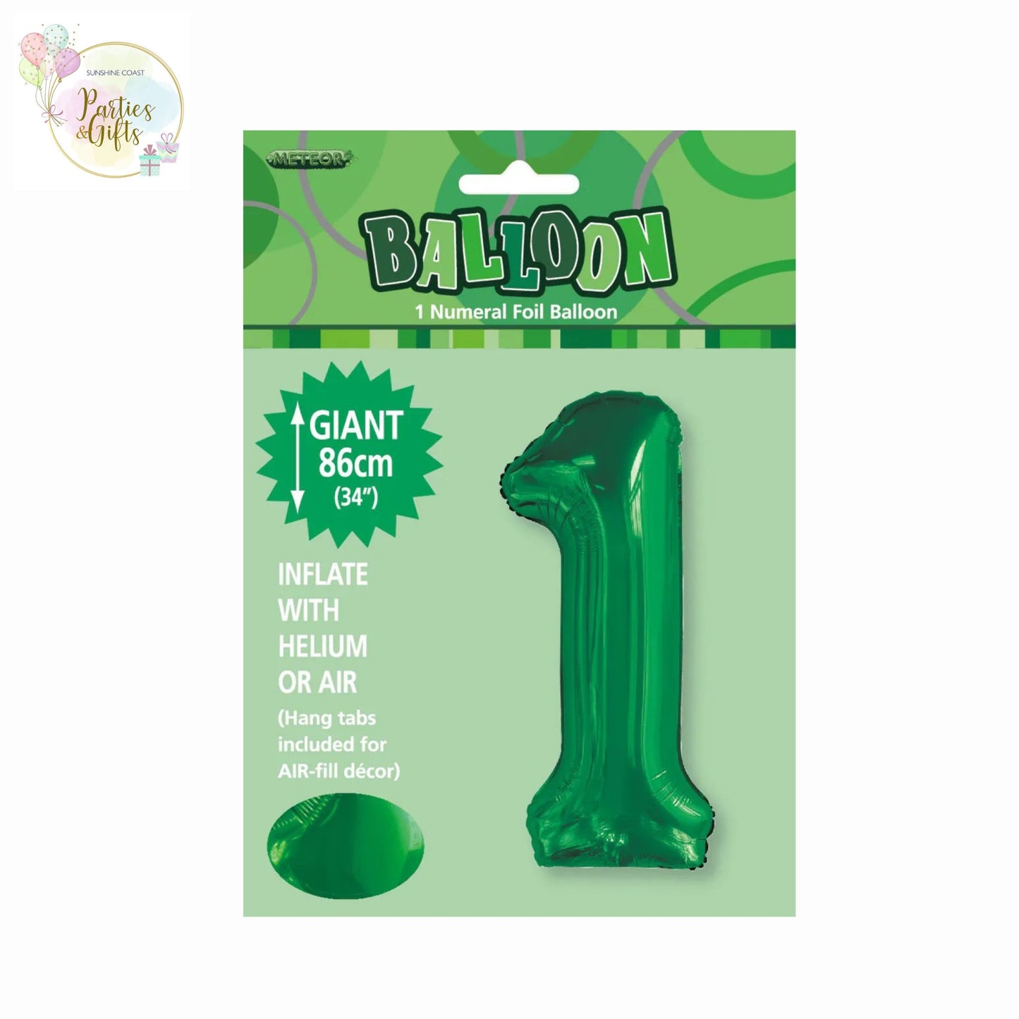 GIANT FOIL BALLOON - EMERALD GREEN NUMBER 1 - 86CM