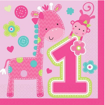ONE WILD GIRL 1ST BIRTHDAY LUNCH NAPKINS - PACK OF 16