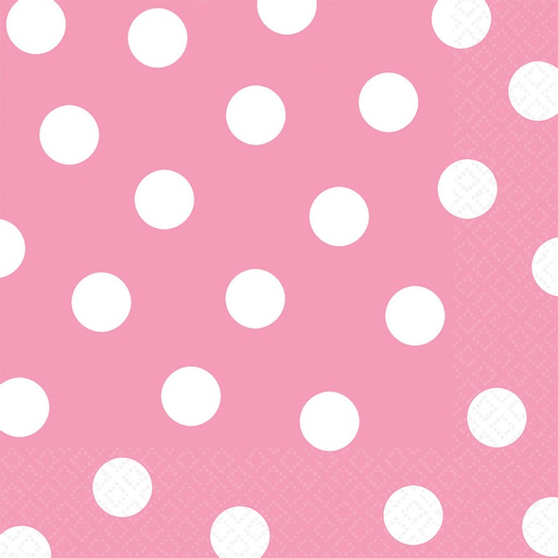 NEW PINK DOTS LUNCH NAPKINS - PACK OF 16