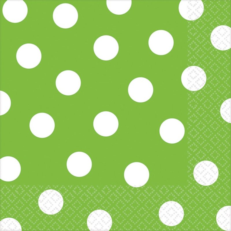 KIWI GREEN DOTS LUNCH NAPKINS - PACK OF 16