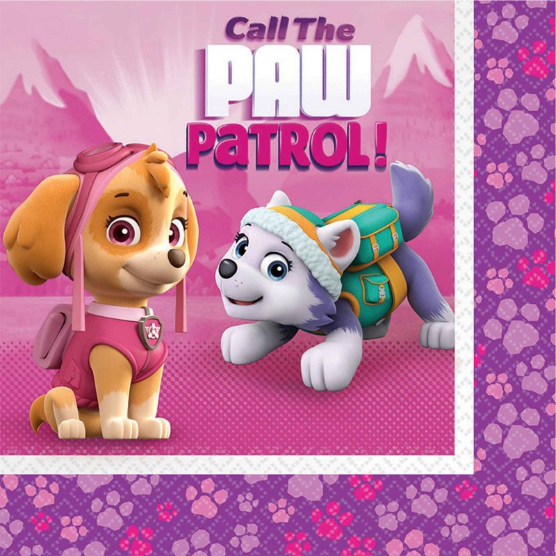 PAW PATROL GIRLS LUNCH NAPKINS - PACK OF 16