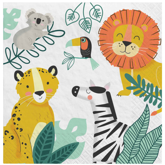 GET WILD JUNGLE ANIMALS LUNCH NAPKINS - PACK OF 16