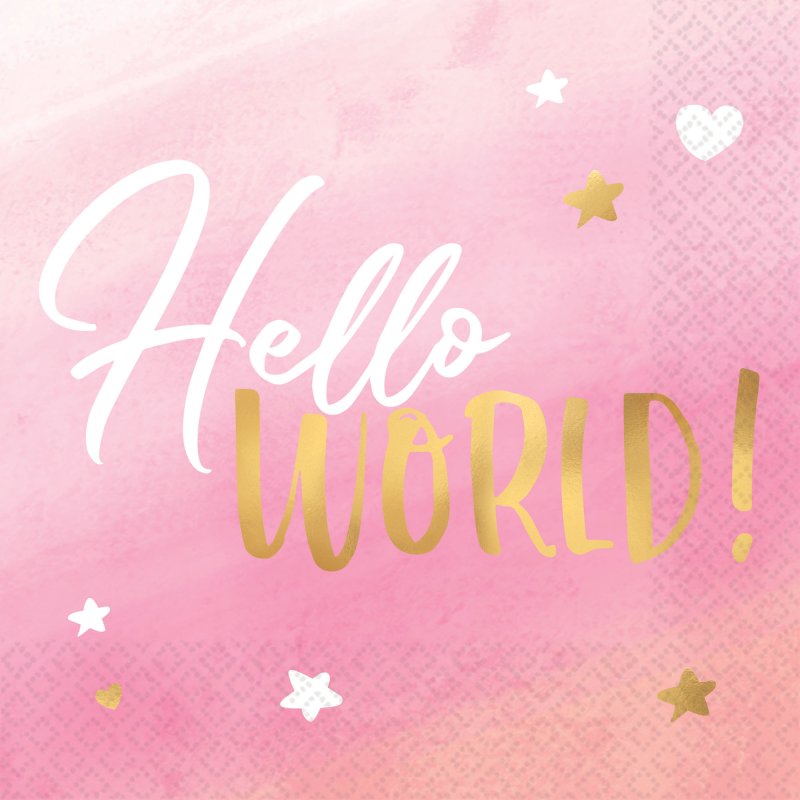 BABY SHOWER HELLO WORLD GIRL LUNCH NAPKINS - PACK OF 16
