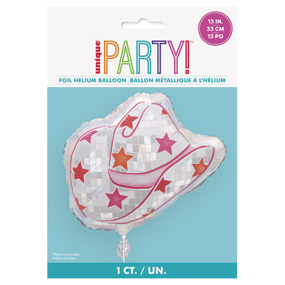 COWBOY HAT WITH STARS SHAPE FOIL BALLOON - 33CM