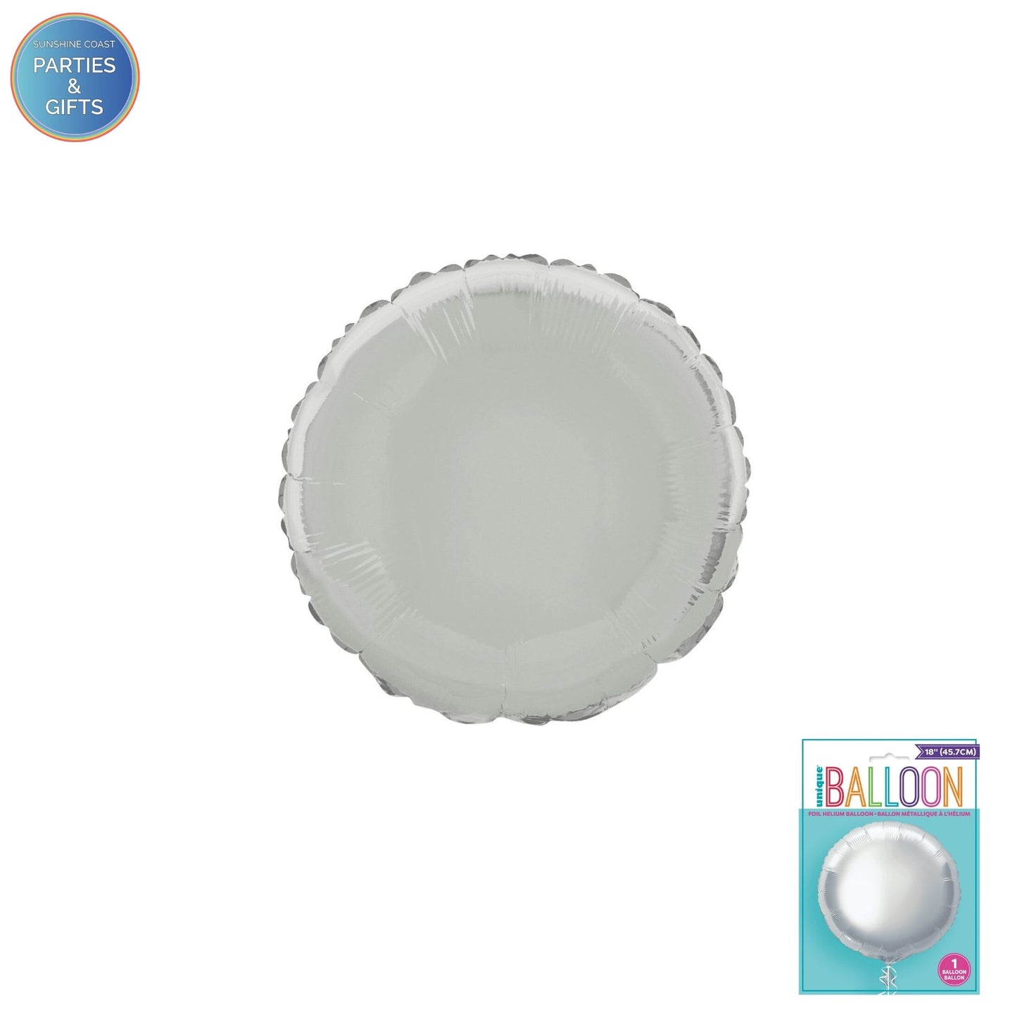 SILVER ROUND FOIL BALLOON - 45.7CM