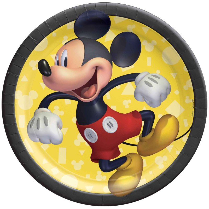MICKEY MOUSE ROUND PAPER PLATES 17.7CM - PACK OF 8