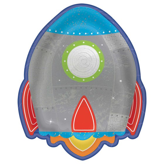 SPACE BLAST FOIL PAPER PLATES 17.7CM - PACK OF 8