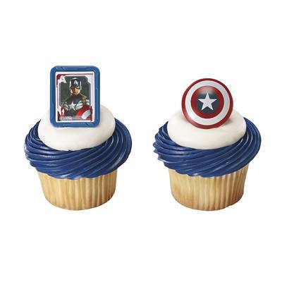 MARVEL AVENGERS CAPTAIN AMERICA CUPCAKE RINGS - PACK OF 12