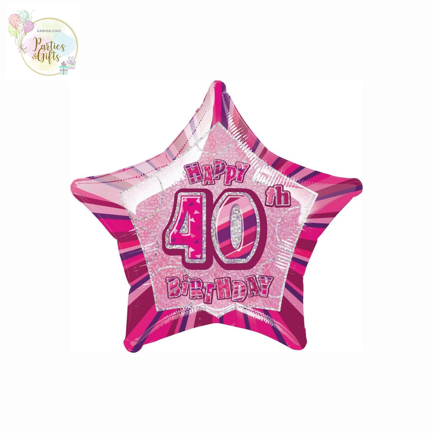 GLITZ PINK 40TH BIRTHDAY STAR FOIL BALLOON - 50.8CM