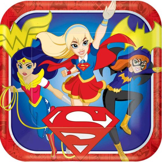 DC SUPER HERO GIRLS SQUARE PAPER PLATES 22.9CM - PACK OF 8
