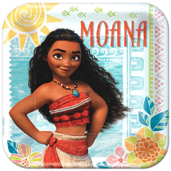 DISNEY MOANA SQUARE PAPER PLATES 22.9CM - PACK OF 8
