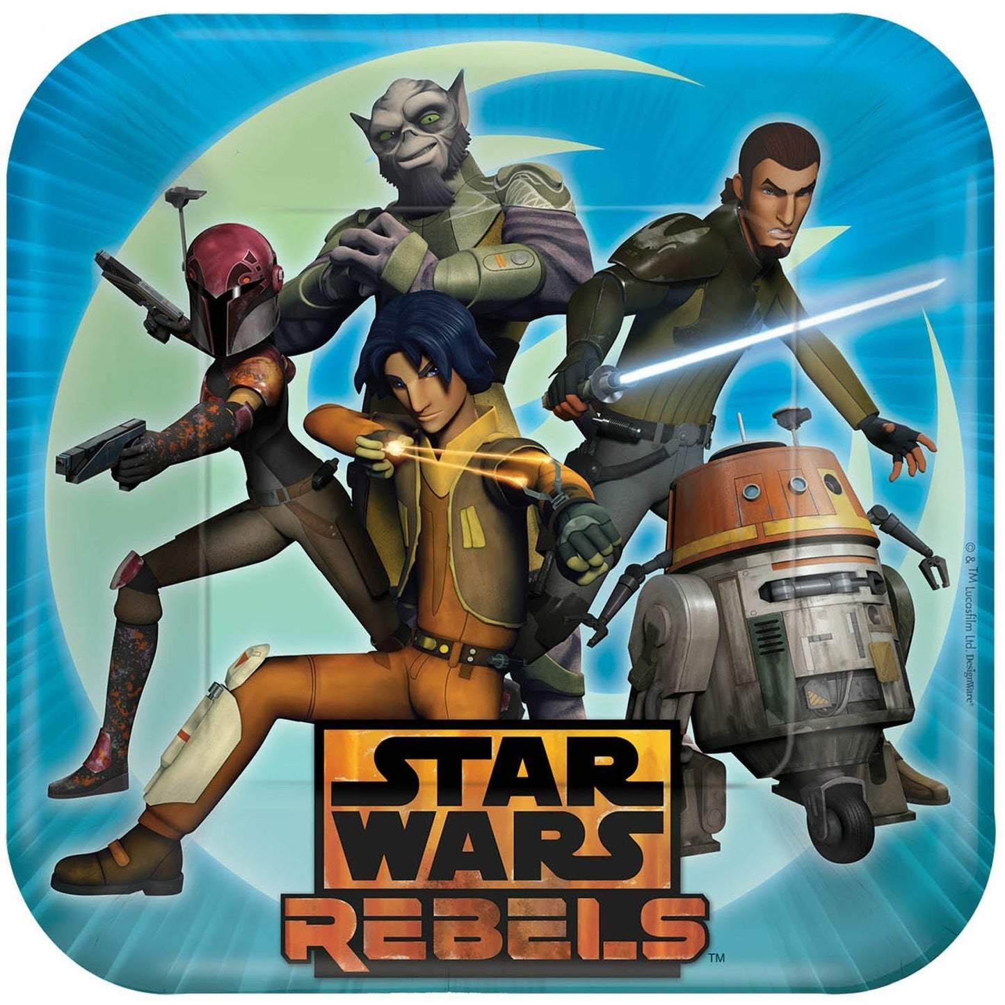 STAR WARS REBELS SQUARE PAPER PLATES 22.9CM - PACK OF 8
