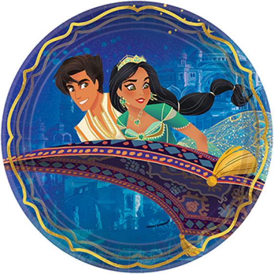 DISNEY ALADDIN ROUND PAPER PLATES 22.9CM - PACK OF 8
