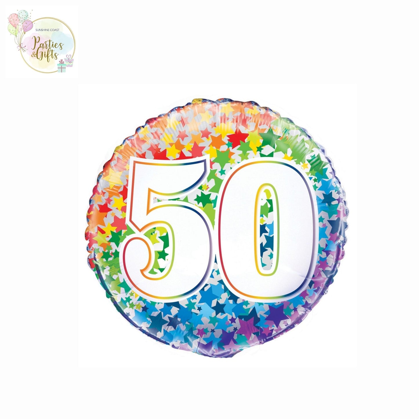 RAINBOW 50TH BIRTHDAY FOIL BALLOON - 45.7CM
