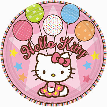 HELLO KITTY PAPER ROUND PLATES 22.86CM - PACK OF 8