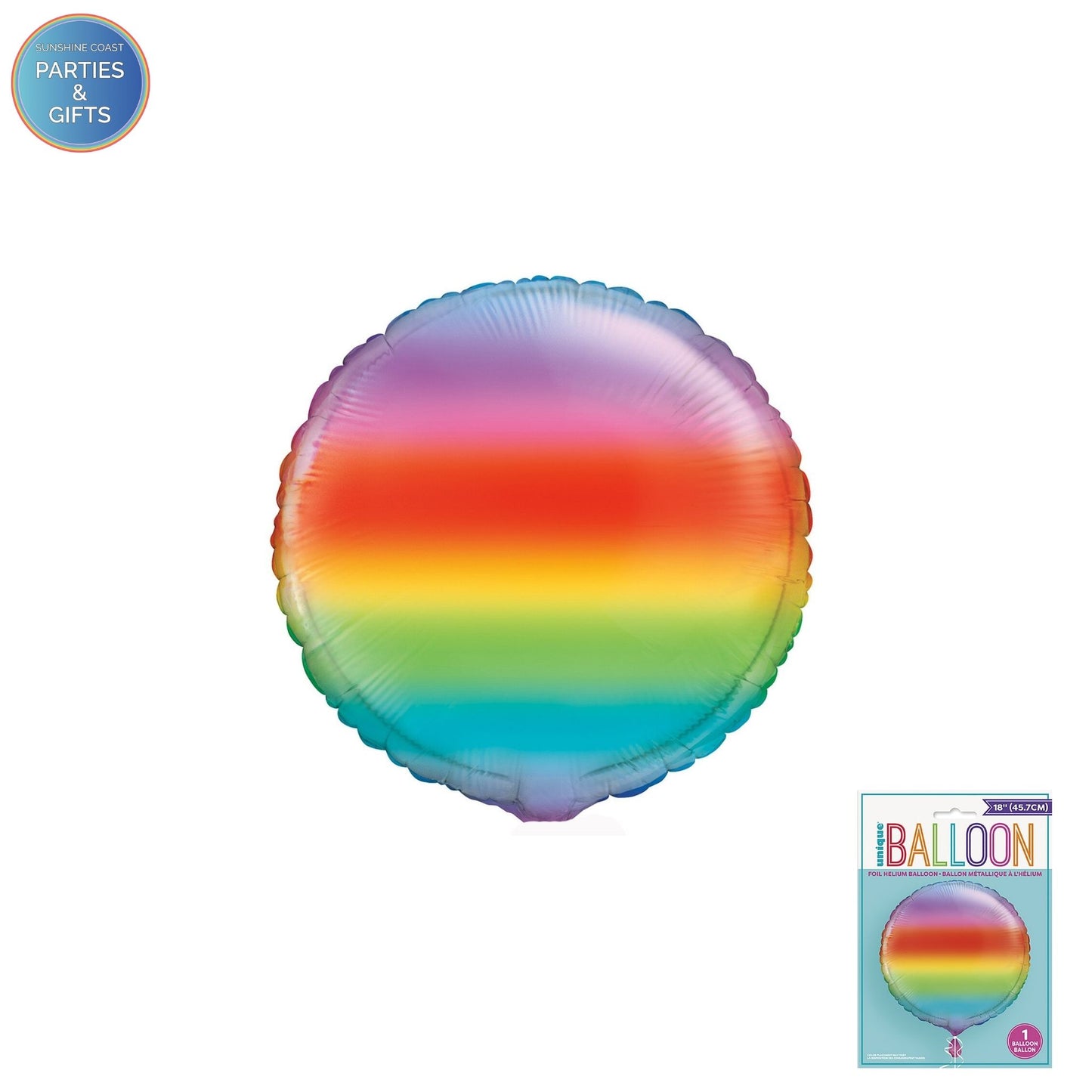 GRADIENT RAINBOW ROUND FOIL BALLOON - 45.7CM