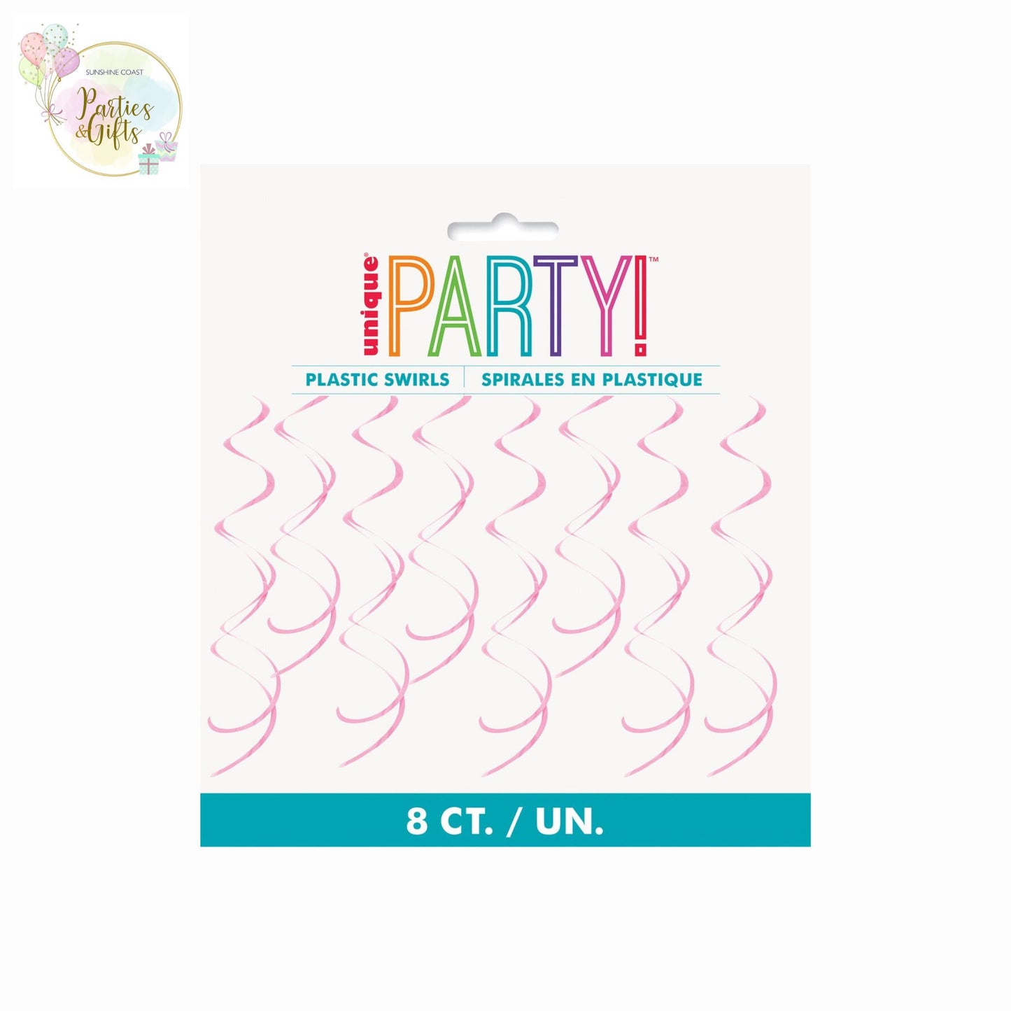 LOVELY PINK HANGING SWIRL DECORATIONS - 8 PIECES