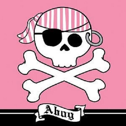 PIRATE PARRTY PINK LUNCH NAPKINS - PACK OF 16