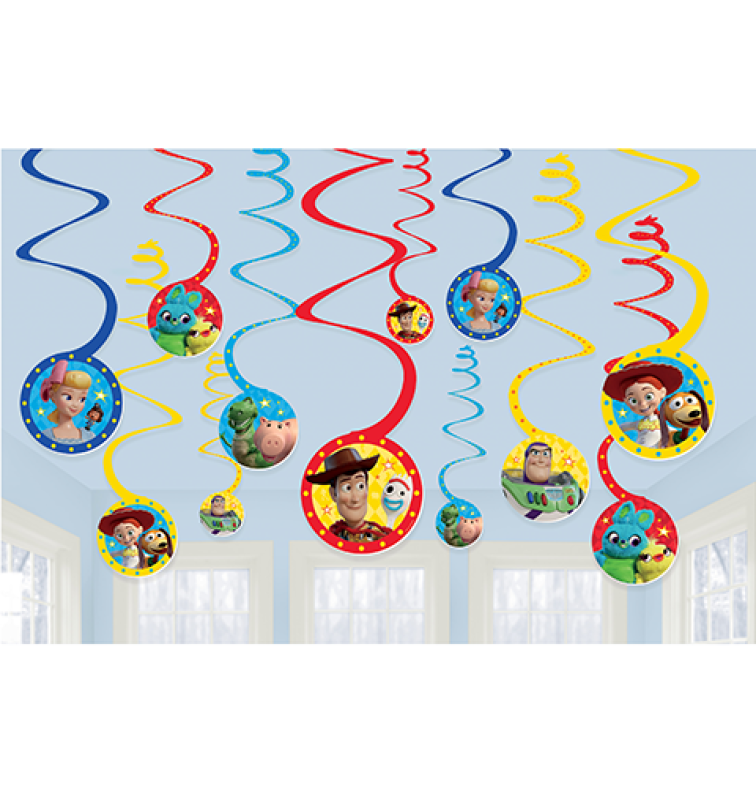 TOY STORY 4 SPIRAL DECORATIONS - 12 PIECES