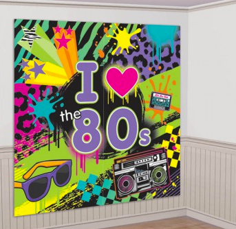 I LOVE THE 80'S SCENE SETTER WALL DECORATING KIT - 2 PIECES