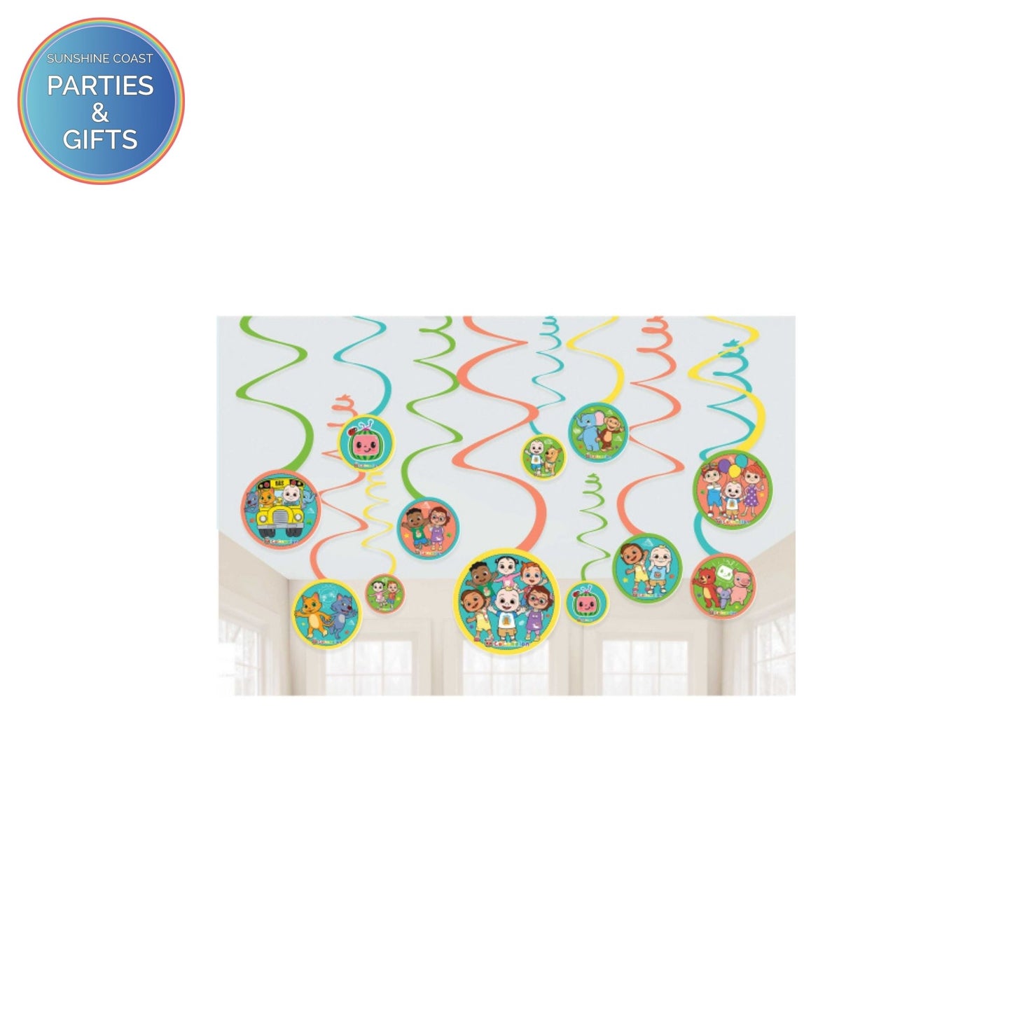 COCOMELON SWIRL DECORATIONS - 12 PIECES