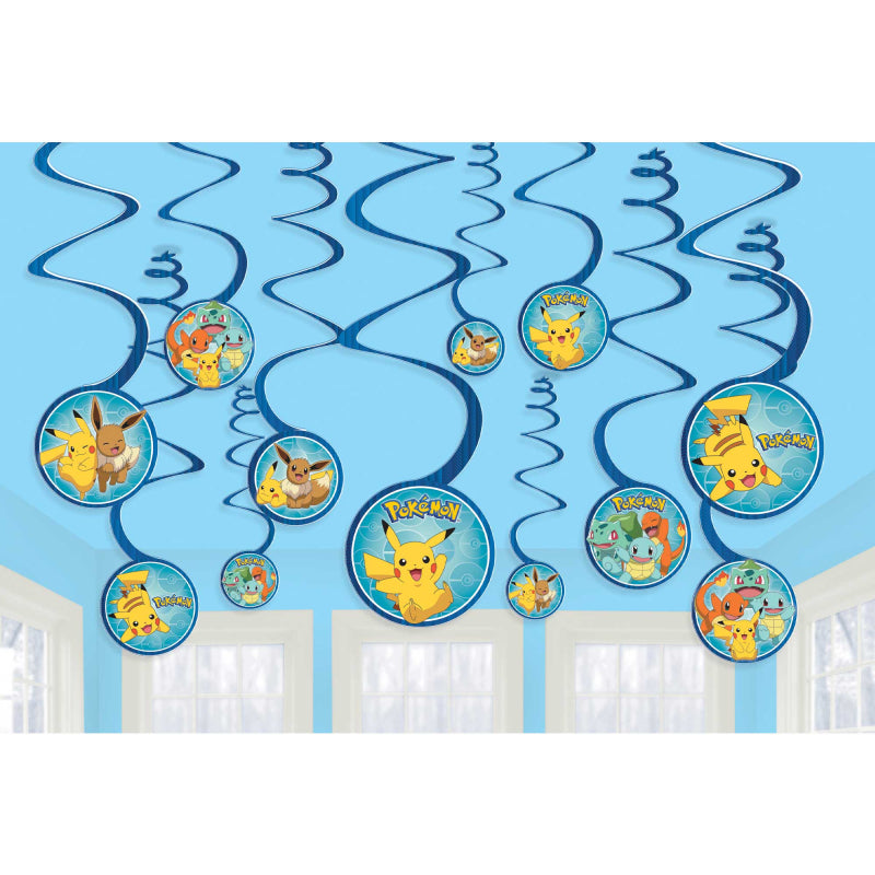 POKEMON SWIRL DECORATIONS - 12 PIECES