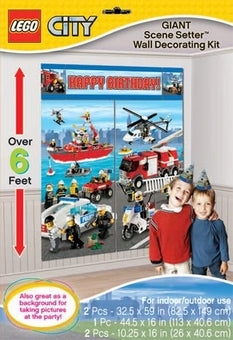 LEGO CITY SCENE SETTER WALL DECORATING KIT- 5 PIECES