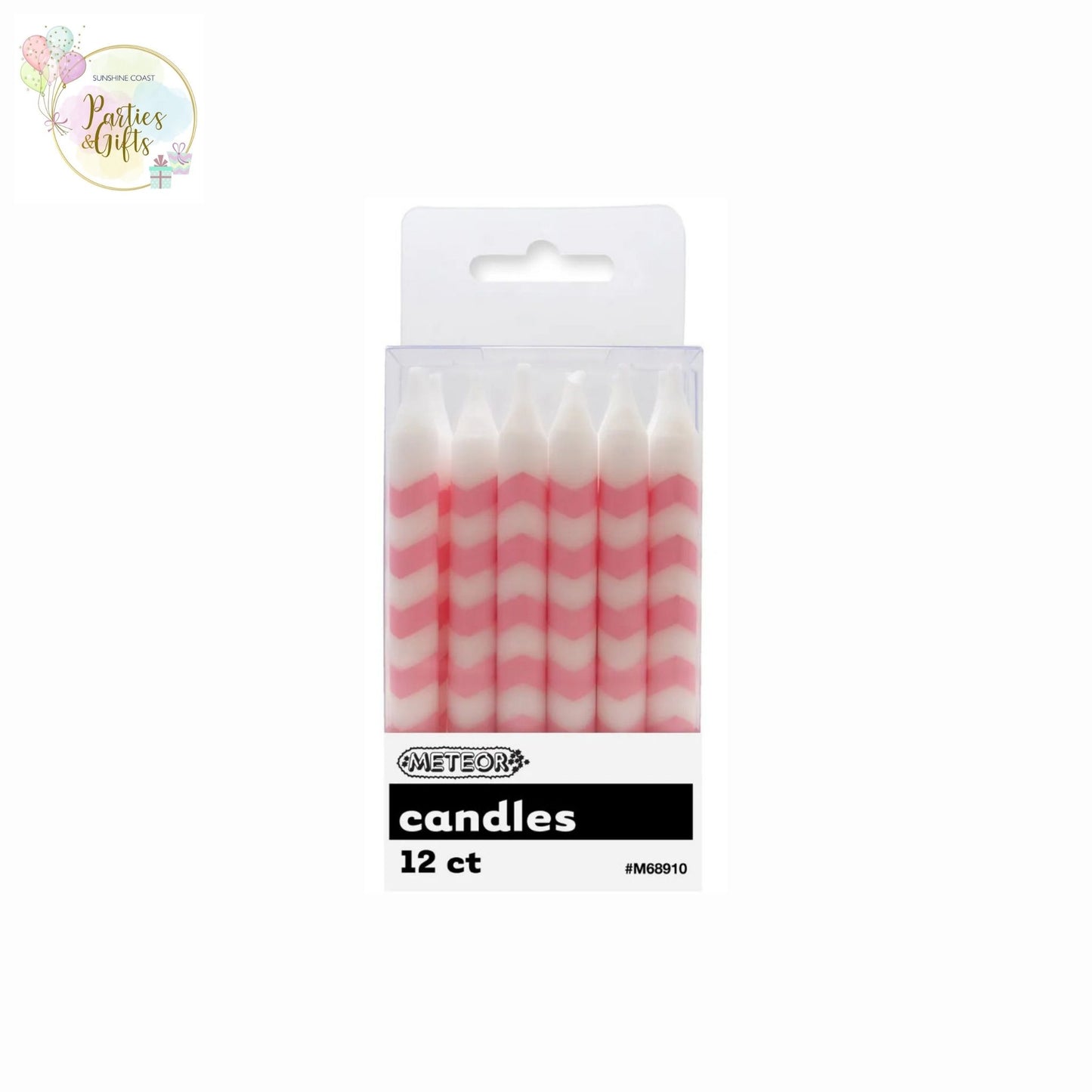LOVELY PINK CHEVRON CANDLES - PACK OF 12