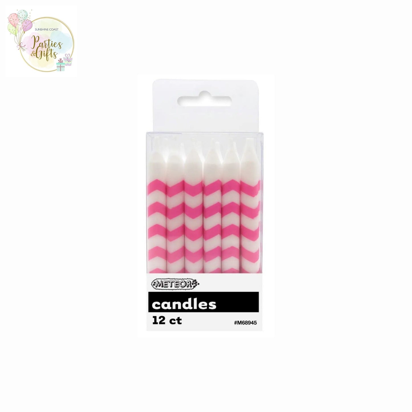 HOT PINK CHEVRON CANDLES - PACK OF 12