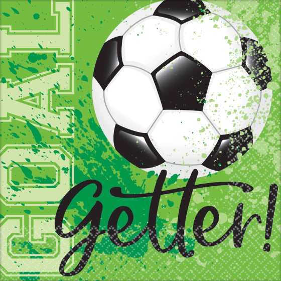 GOAL GETTER SOCCER BEVERAGE NAPKINS - PACK OF 36
